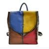 Backpack Leather Women'S Bag Fashion Splicing Colored Cowhide Backpack Women'S Casual Bag School Bag