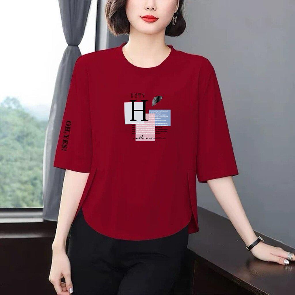 

Korean Retro Casual Women s Three-Quarter Sleeve T-Shirt - Stylish, Slimming, and Age-Defying for Summer S