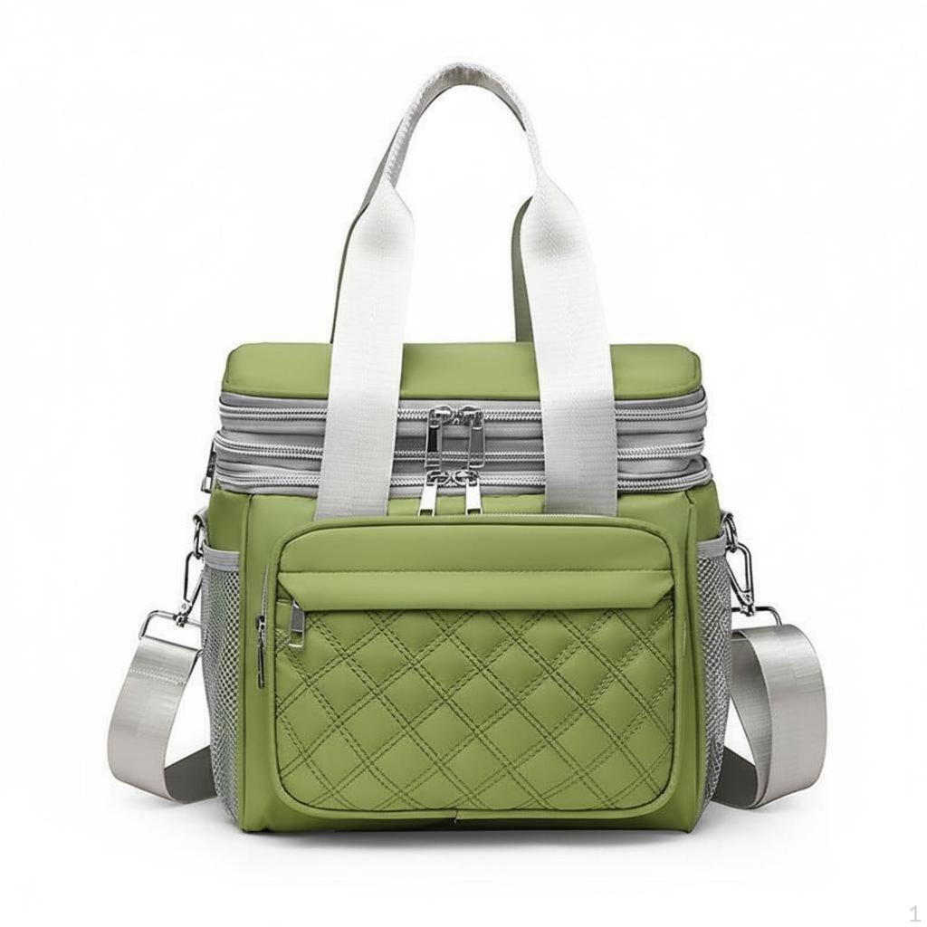 Boxy Insulated Meal Carrier Oxford Cloth Adjustable Shoulder Strap Food