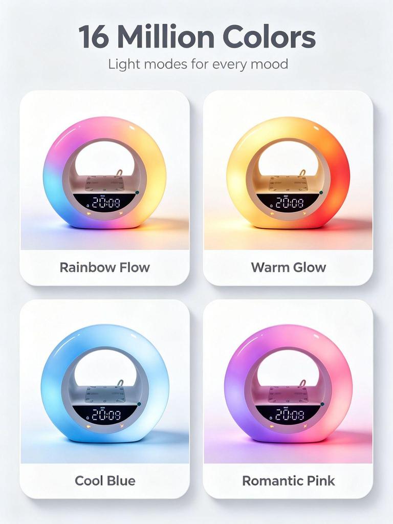 Planet-Shaped LED Sunrise Wake-Up Light and White Noise Alarm Clock