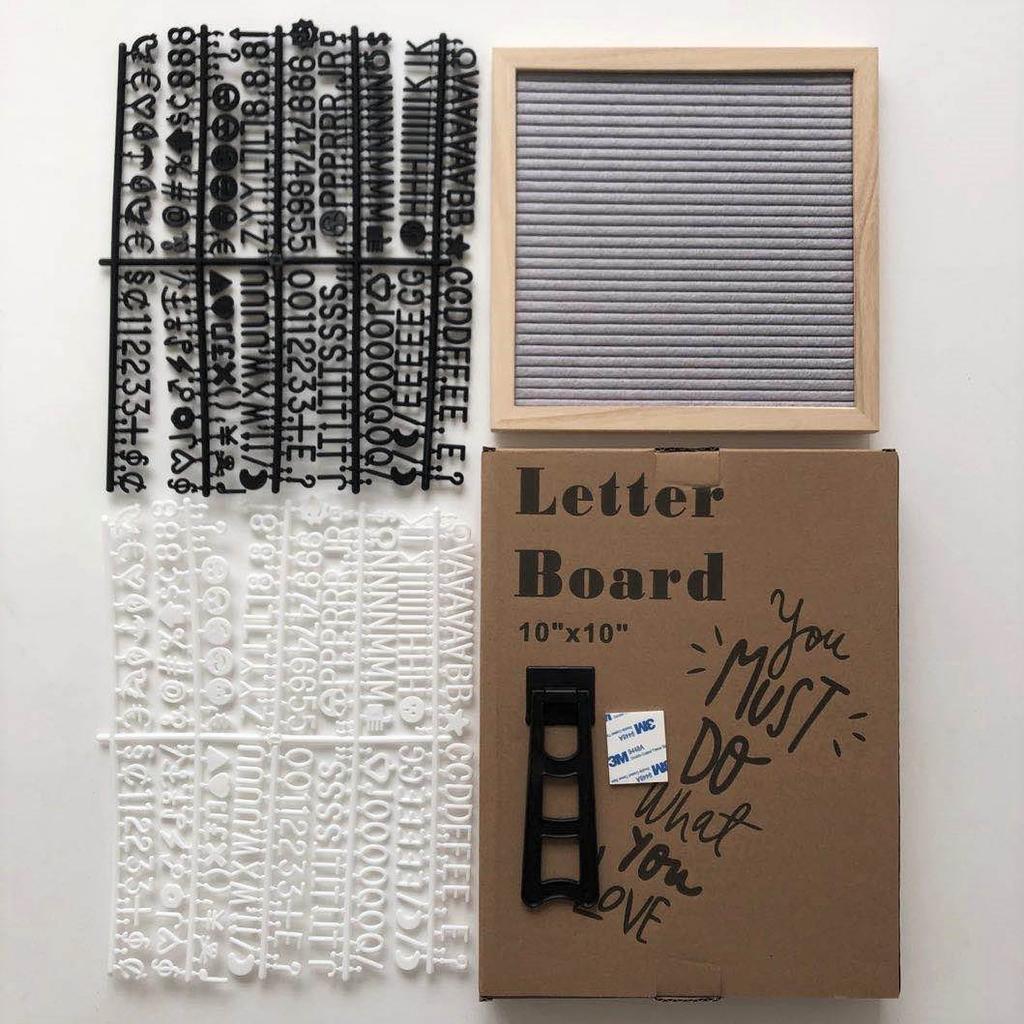 10*10 Felt Letter Decorative Boards Wood Message Board Birthday Party Letterboard 460 Letters Photo Frame with Bracket Kids Gift