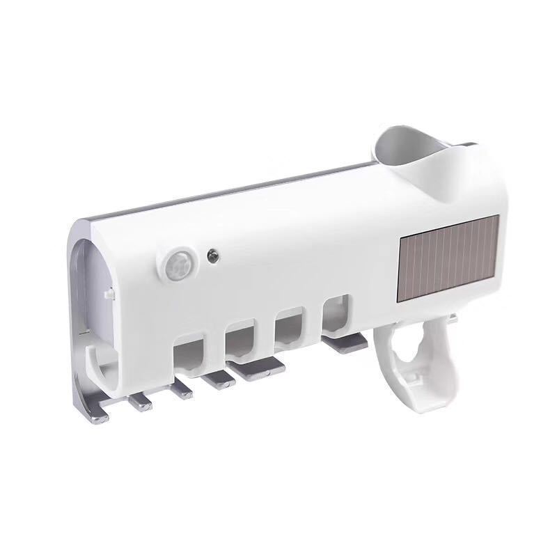 

Smart UV Toothbrush Sanitizer, Wall Mounted Toothbrush Sterilizer with Automatic Toothpaste Dispenser Button Type чистий білий колір
