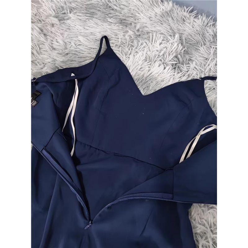 Foreign Trade Order Lu's Sling Pleat Flattering Backless Elegant Lady Irregular Dress Dopamine Dress