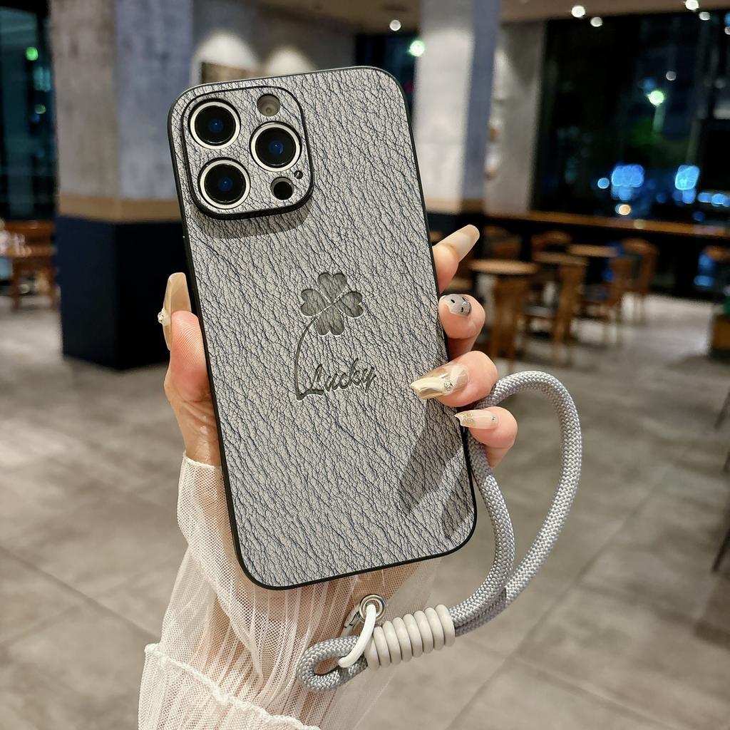 For IPhone 17 New Phone Case Clover for Apple 16 Promax with Hanging Rope 15 Full Pack Protective Cover