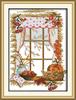 Amiiba 11ct Cross Stitch Embroidery Kit, Autumn Seasons, Mason Jar, Pumpkin, DIY Wall Art Decor, Beginner, Printed Design