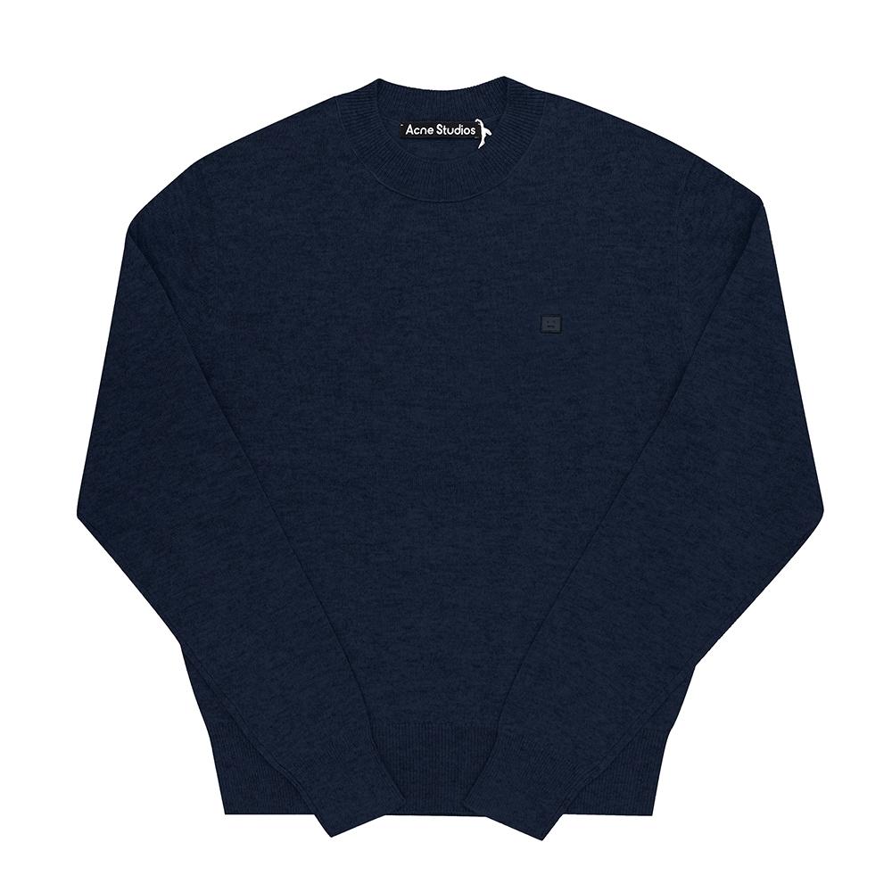 

Acne Studio C60101 Navy Melange Ahe Face Logo Patch Public Knit C60101 NAVY MELANGE (XS)