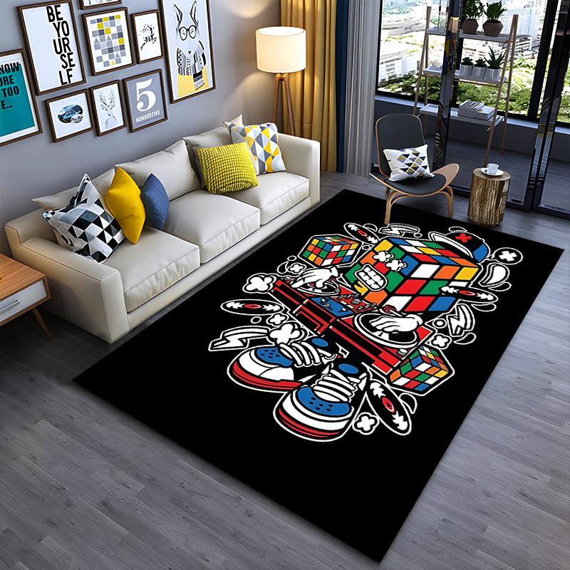 

Colorful DJ with Rubik s Cube and Vinyl Records Design Suitable for use as an anti-slip game mat for living room and bedroom sofas 40x60cm( 15x23in )