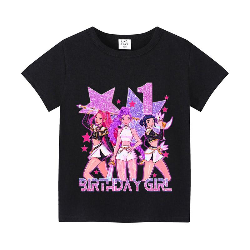 KPop Demon Hunters Birthday T-Shirt Printed Cotton Children's Short Sleeve Casual Baby Shower Short Sleeve Top T-Shirt Clothing