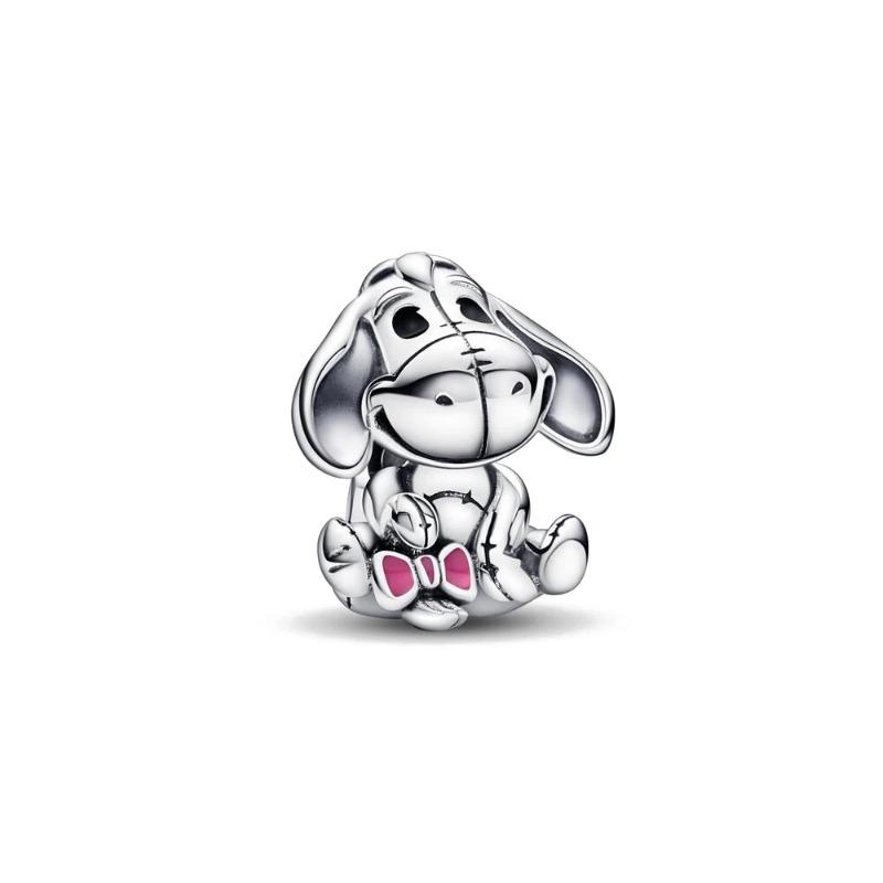Miniso Disney 925 Silver Charms Bracelet Cute Cartoon Bear Dog Cat Fish DIY Bead Jewelry Women Accessories
