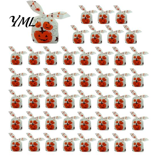 Clear Plastic Snack Pouches for Retail 48 Pcs Halloween Candy Bags, Kids Trick or Treat Goodie Cute Rabbit Portable Bags School Events Ear Small Gift