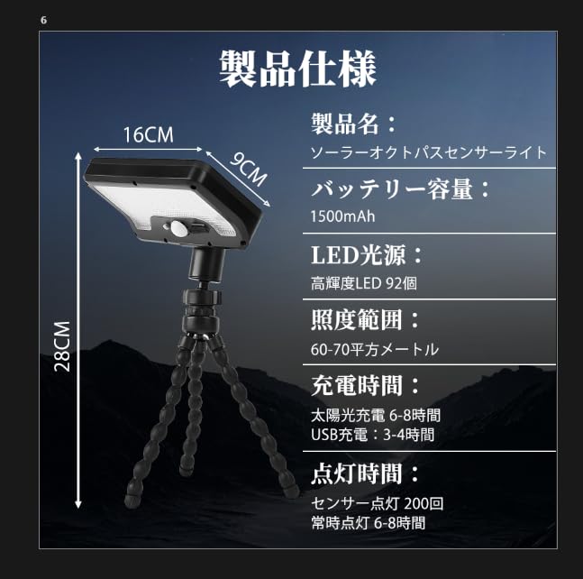 Solar Light, Outdoor, IP65 Waterproof, Sensor Light, Solar-Powered, Motion Detection, 3 Detection Modes, 1000lm, High Brightness, Clip-on, Daylight