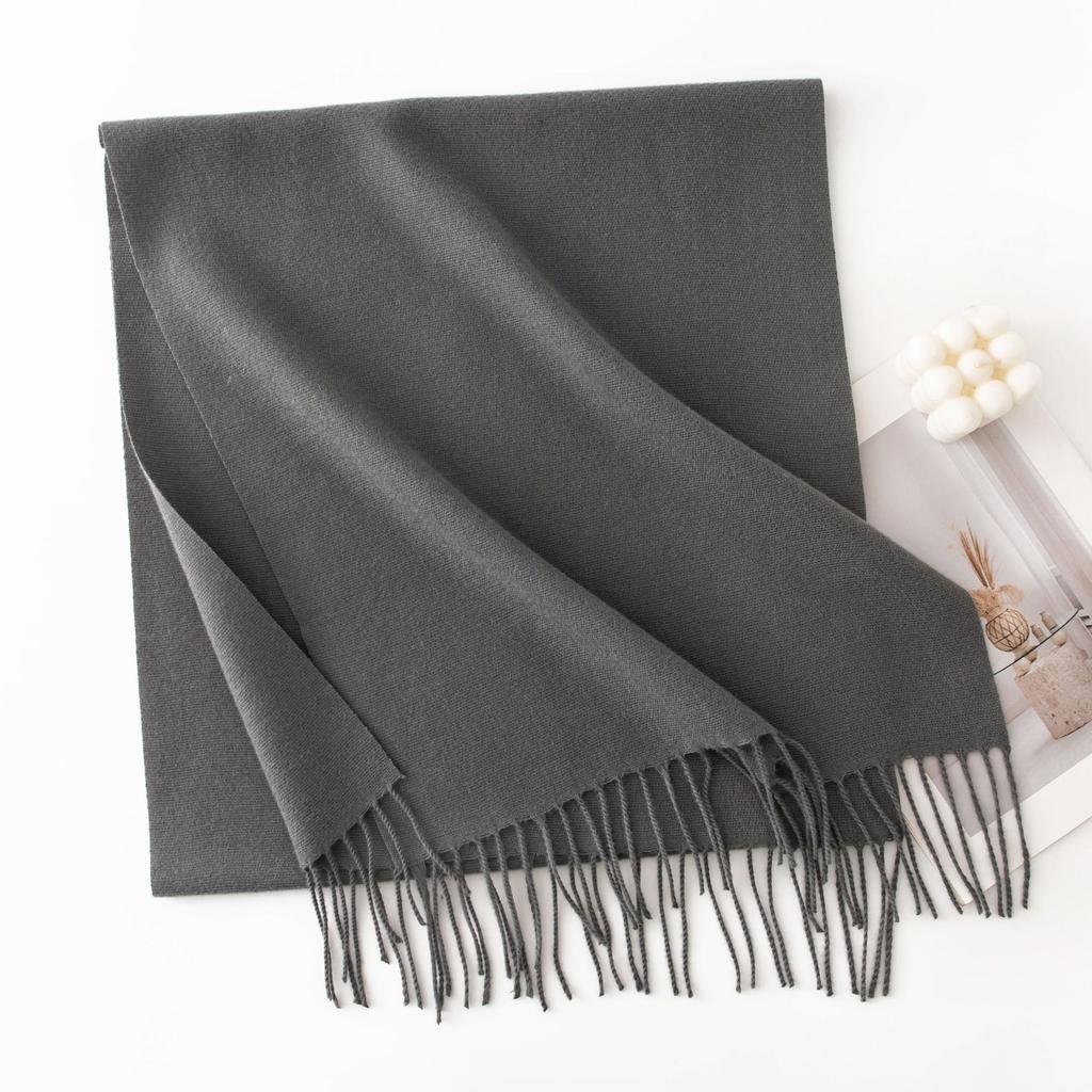 New solid color Maillard imitation cashmere scarf women's autumn and winter high-end warm shawl simple scarf