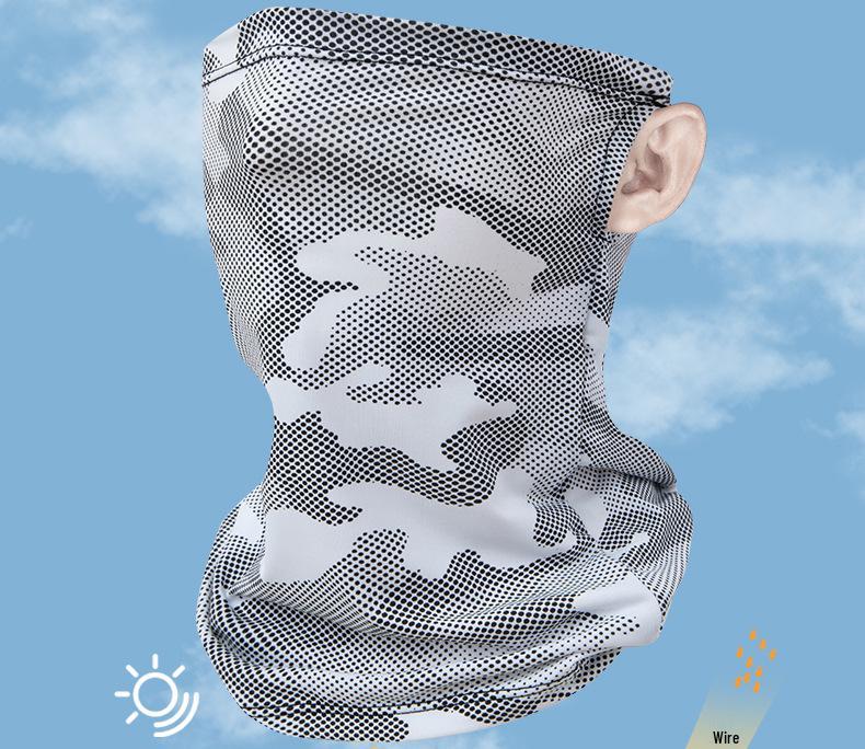 Camouflage Ice Silk Neck Gaiter: UV Protection Cycling Mask with Ear Loops