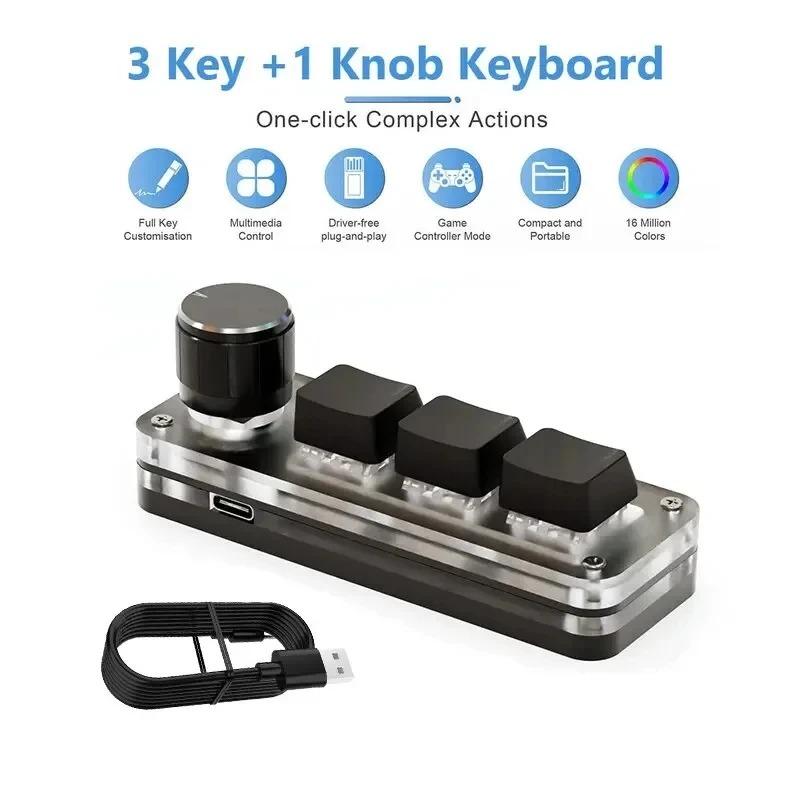 

Механическая клавиатура с 3 клавишами для Photoshop USB Macro Custom Keyboard RGB Gaming Custom Programming Knob Mini Keyboard Keypads Black