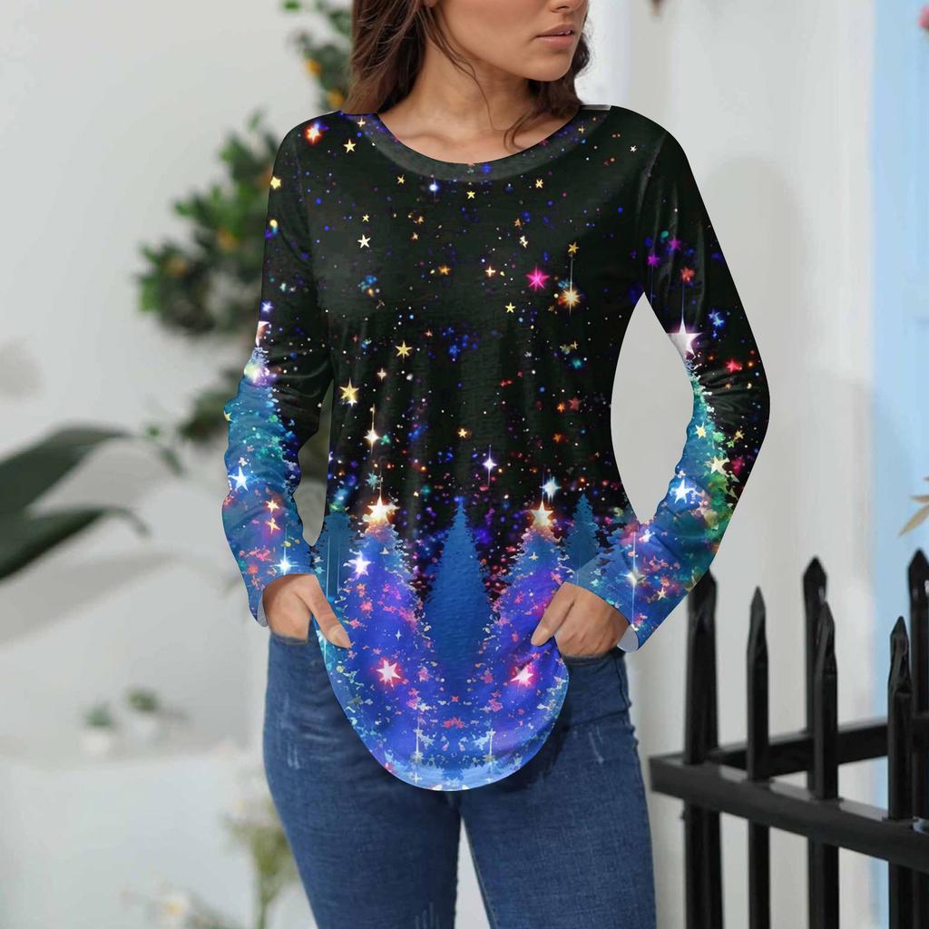 Tee Shirts For Women Fall Casual Long Sleeve Shirts Sweatshirt Vintage Graphic Printing Top Pullover Valentine's Day