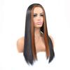 European & American Long Straight Middle-Part Bleached Light Brown Wig for Women