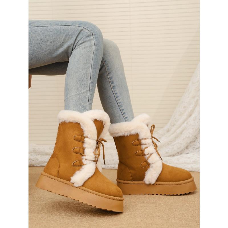 2025 Fall/Winter New Arrival: Front-Lacing Thick-Sole Fleece-Lined Warm Oversized Women's Snow Boots