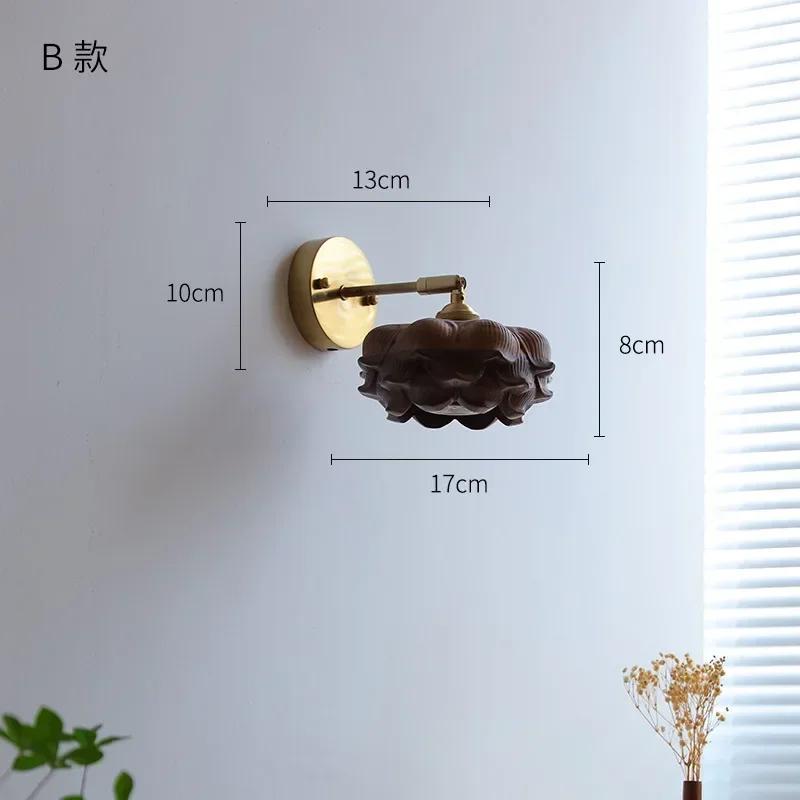 

Modern Walnut Wooden Wall Light Fixtures Adjustable Up Down Bedroom Stair Beside Lamp Nordic Copper Wandlamp Luminaira