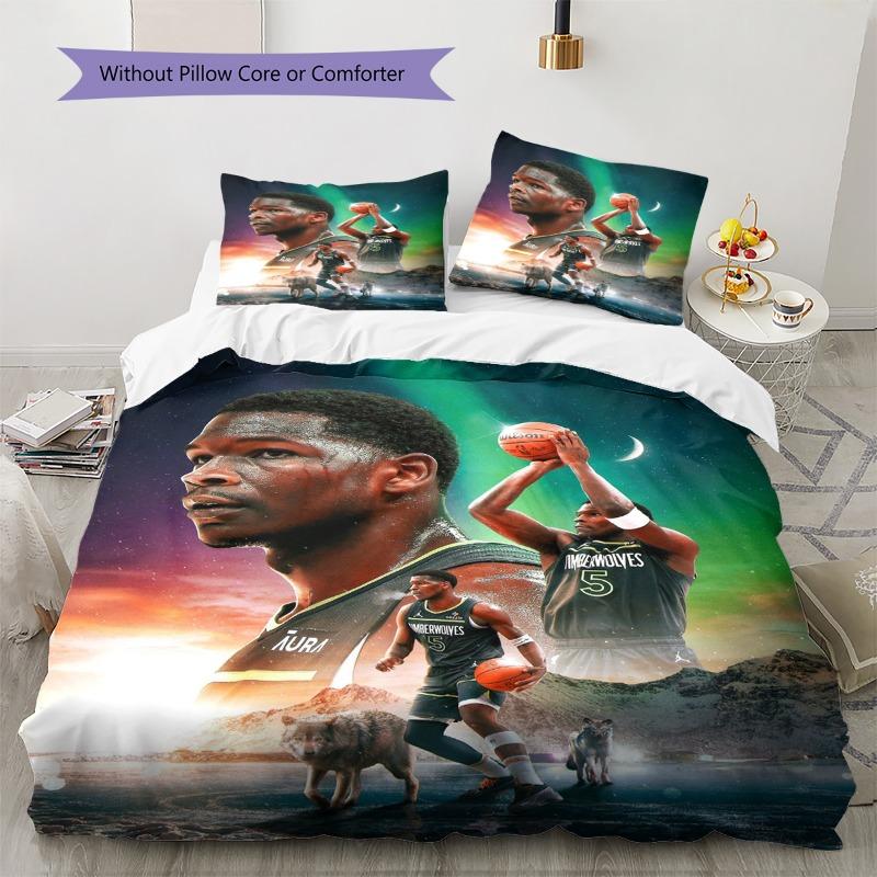 Basketball Player Starry Sky Wolf Print 3 Pieces Duvet Cover Set Sport Fan Bedding Bedroom Home Decor Without Pillow Core Comforter