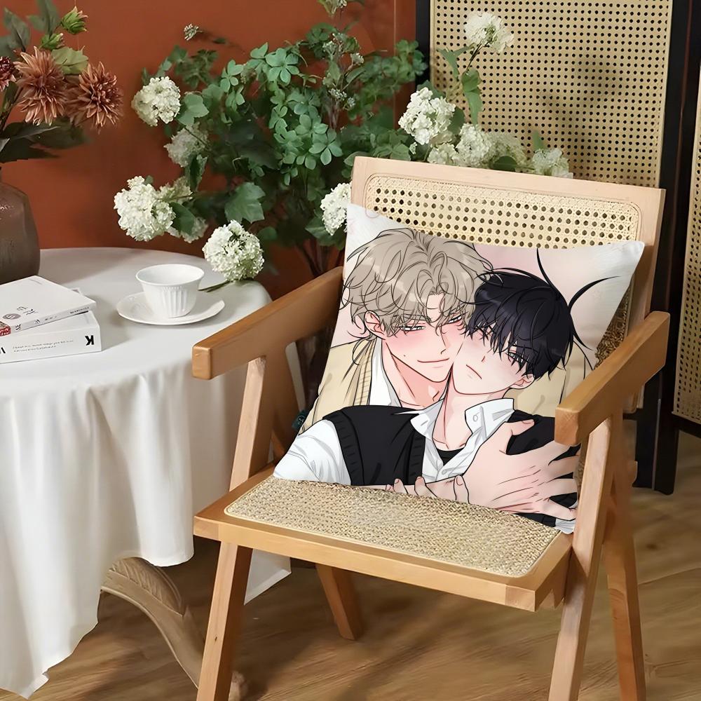 Anime Boys' love Pillow Case Anti-dustmite Pillow Invisible zipper silky short plush Sofa cushion cover