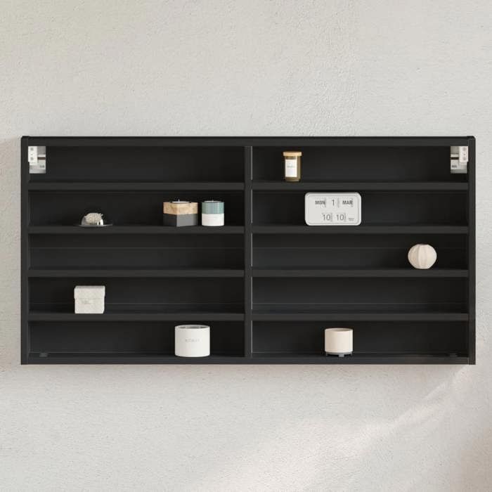 VidaXL Black Display Cabinet 100x8.5x50 Cm Engineered Wood, Wall Cabinet, Wall Storage Cabinet, Cabinet 847948