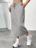 European-American Casual Elastic Waist Slit Skirt