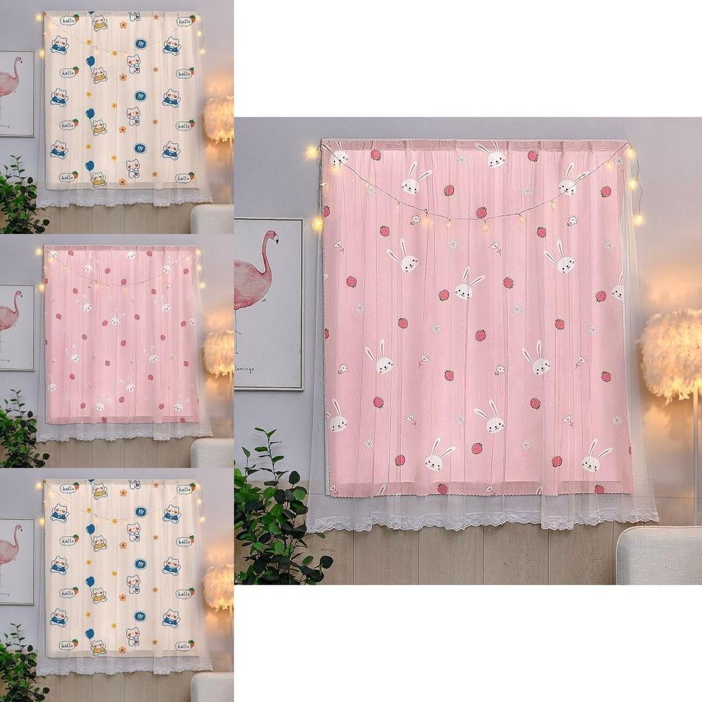Enchanting Cartoon Window Curtain With Exquisite Lace And Velcro For Effortless Installation