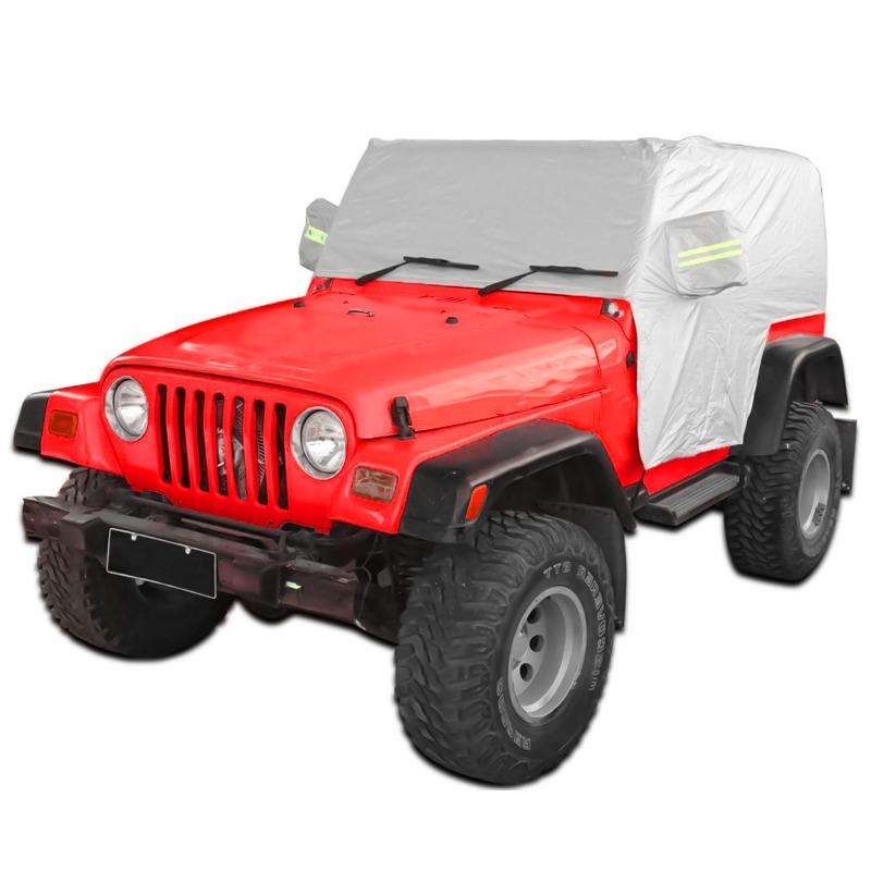 

Серебряный чехол для автомобиля JEEP Wrangler TJ 2 двери/4 двери, водонепроницаемый, анти-УФ, солнцезащитный козырек, пылезащитный чехол, внешние аксессуары