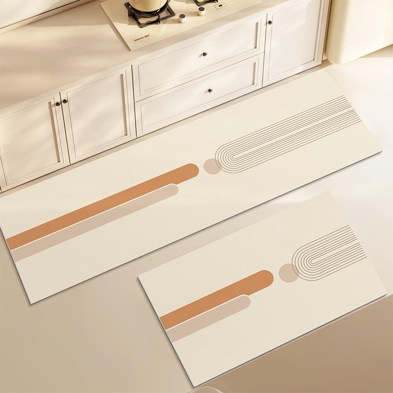 Kitchen Carpet Floral Striped Long Strip Runner Rug Pvc Leather Washable Non-Slip Floor Mats Oil-Proof Waterproof Mat