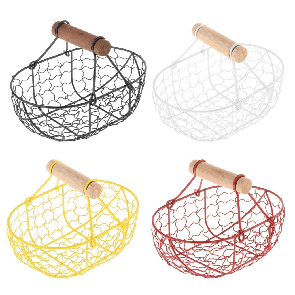 Rustic Fruit Basket Centerpieces Dining Table Display Rack Metal Mesh for Picnic