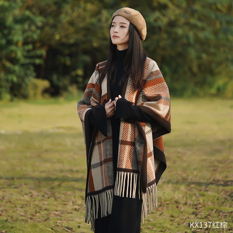 Nowy szal z malarstwem tuszem Premium Dekoracja Podróżna Szal zewnętrzny Długi Retro Płaszcz z frędzlami Peleryna Szalik