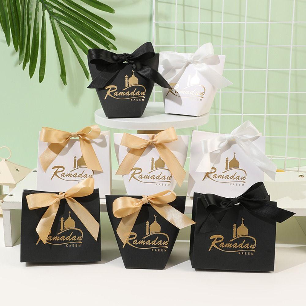 

10PCS With Ribbon Cookie Box Paper Gift Wrapping Box New Packaging Paper Box Party Supplies Style 5