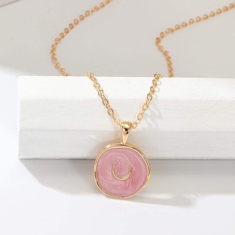 Modische Halskette mit Tropfenanhänger aus Legierung, Öl, Herz, Mond und Blitz, elegant, süß, rund, Partyschmuck für Damen, Geschenk