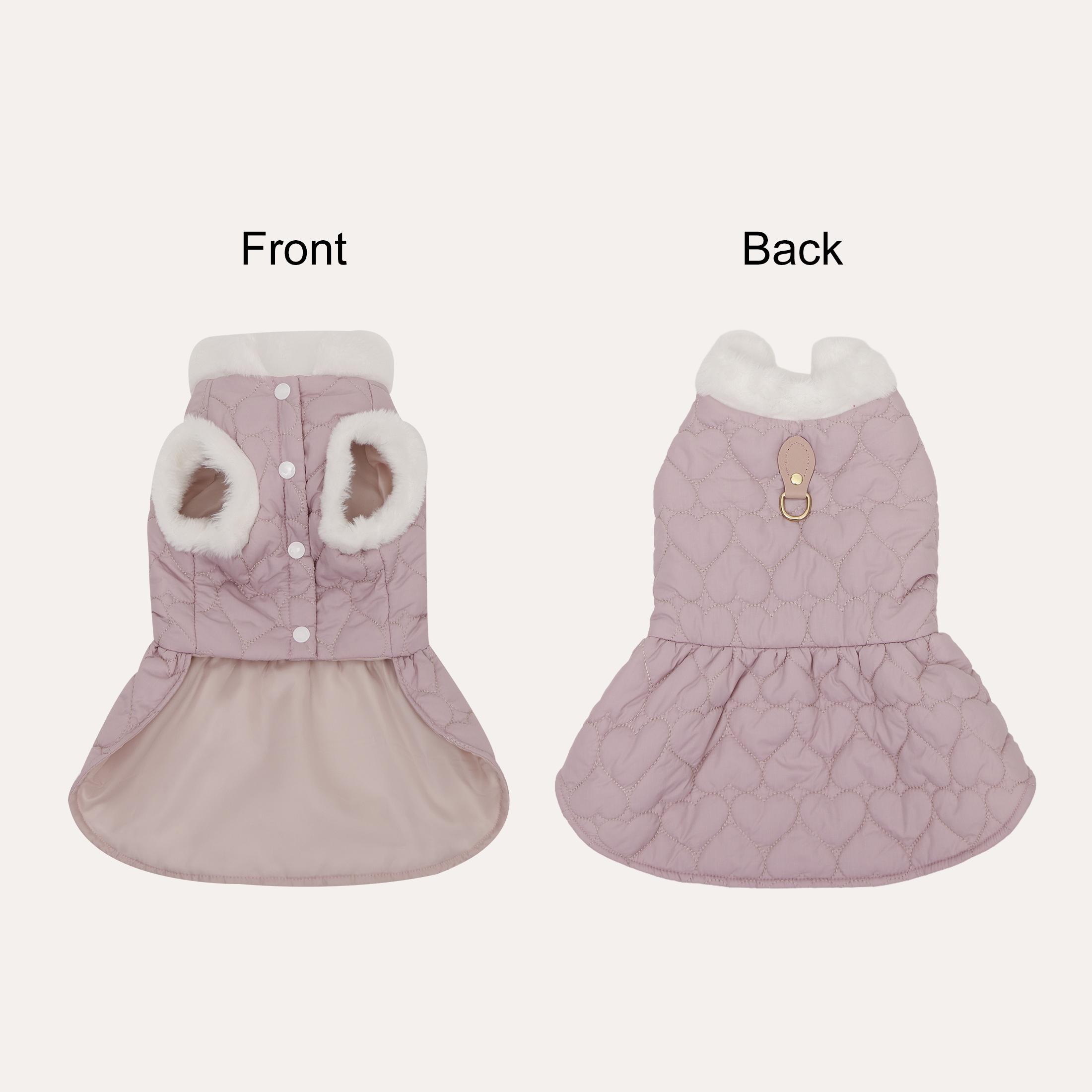 

Dog Winter Dress, Pink Warm Dog/Cat Vest Dress with D - Ring for Leash, Cute Pet Apparel for Small Medium Dogs Cats XS（old） розовый