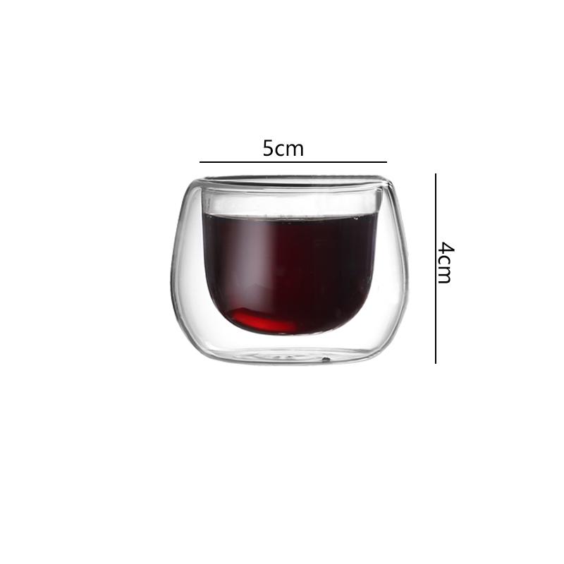 

2pcs Set 50ml Insulated Glass Cup Transparent Espresso Foreign Wine Vodka Liquor Glasses Creative Double Layer Kung Fu Tea Mug 2pcs