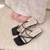 Fashion Shoes Woman 2025 Transparent Slippers Square heel Luxury Slides Heeled Mules Rubber Flip Flops Pantofle Block Designer High Hawa