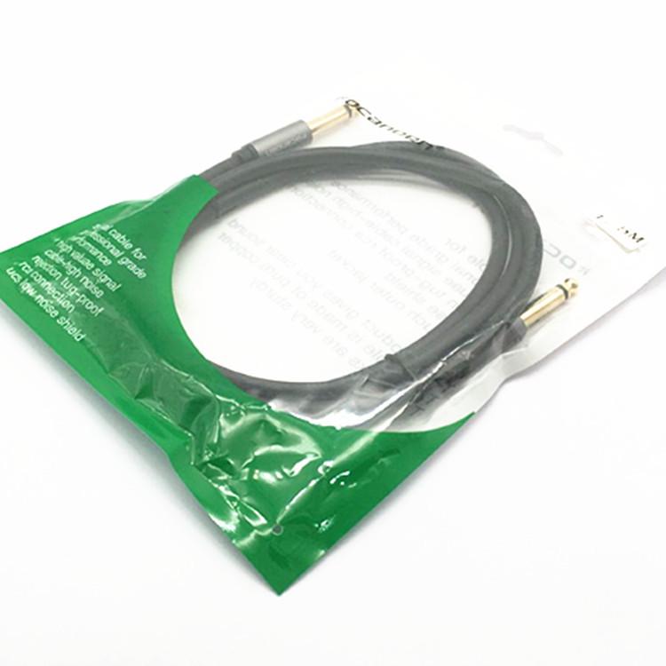 Gold-Plated Aluminum Shell 6.35mm To 6.35mm Microphone Cable, Black Leather Wire