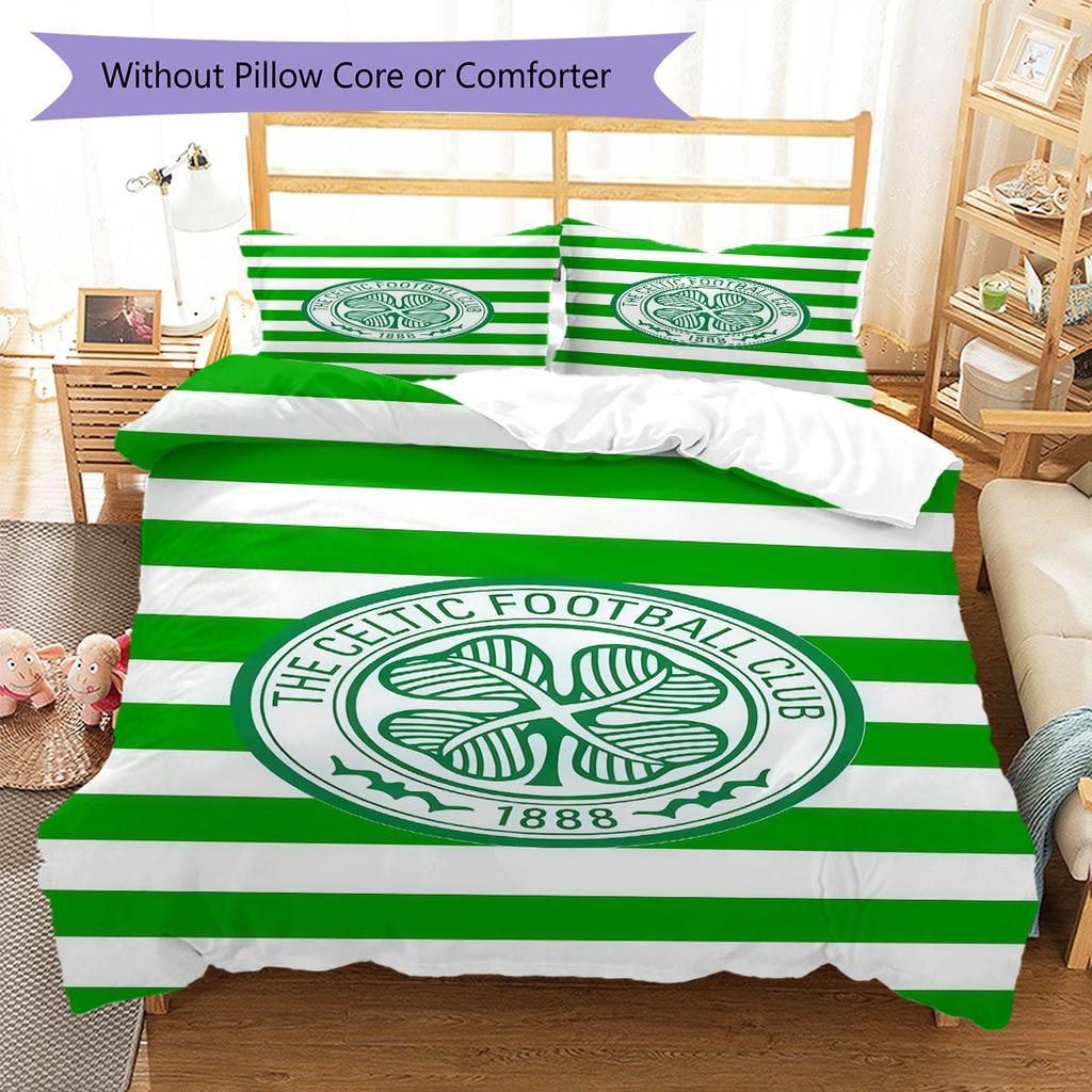Juego de Funda Nórdica y Colcha del Celtic Football Club Funda de Colcha Funda de Almohada Decoración del Hogar Regalo de Cumpleaños (1 * funda nórdica + 2 * fundas de almohada, sin núcleo)