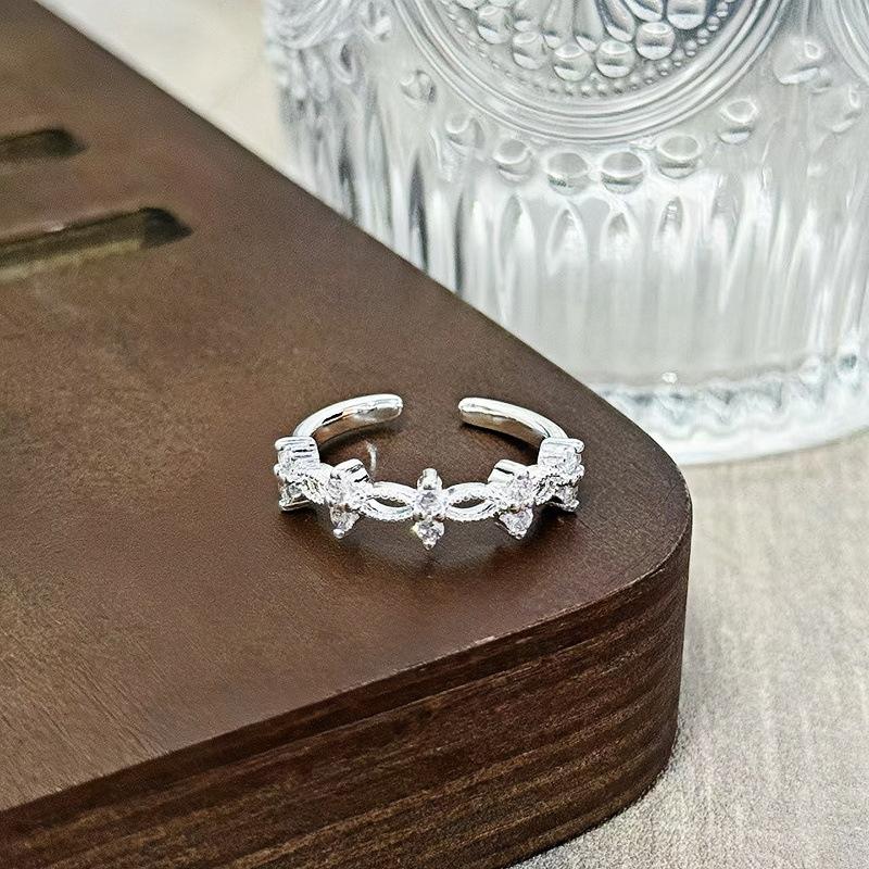 Super Flash Temperament Square Zir*****Pen Ring Light Luxury Niche High-End Ring Simple Fashion Jewelry Women