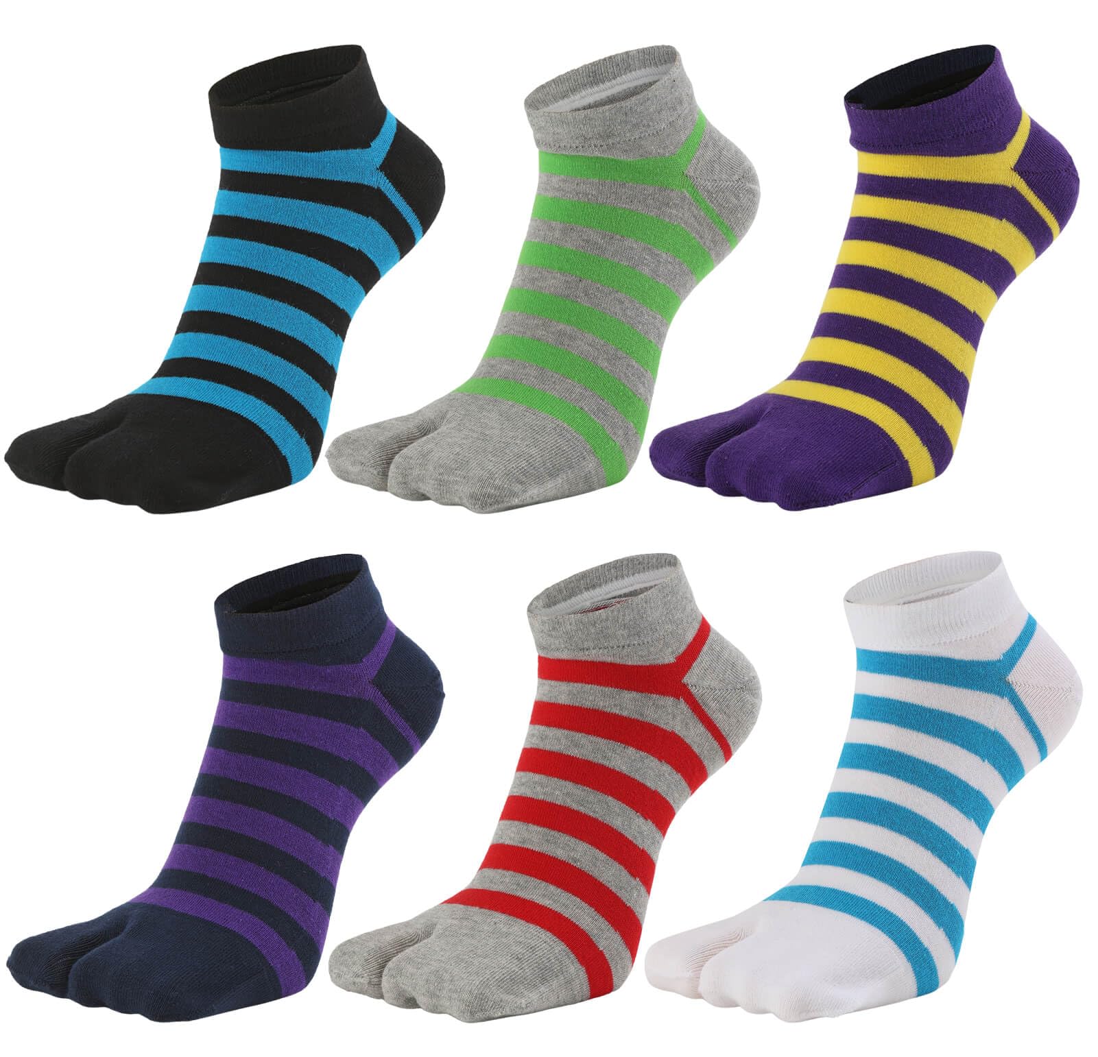 

WIOIW Men s Two-Toe Tabi Socks, Ankle-Resistant Cotton, for Sports, Running, and Commuting, Set of 6