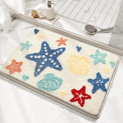 Tapis de Bain Fausse Cachemire Entrée Antidérapant Absorbant d'Eau Dessin Animé Étoile de Mer Coquillage Tapis Décoration de la Maison