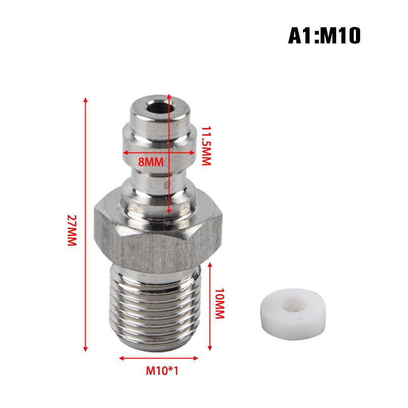 Stainless Steel Quick Connect Coupler Male Plug with Check Valve - M10x1 Thread & 1/8" NPT Port for 8mm Tube Air Hose Fitting