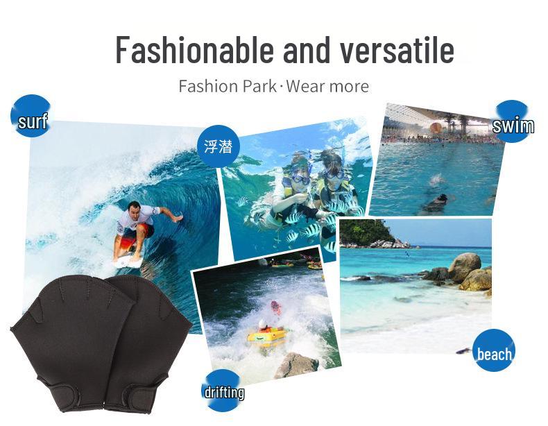 Neoprene Swimming Gloves & Flippers - Duck Feet Paddles for Swimming & Diving Training