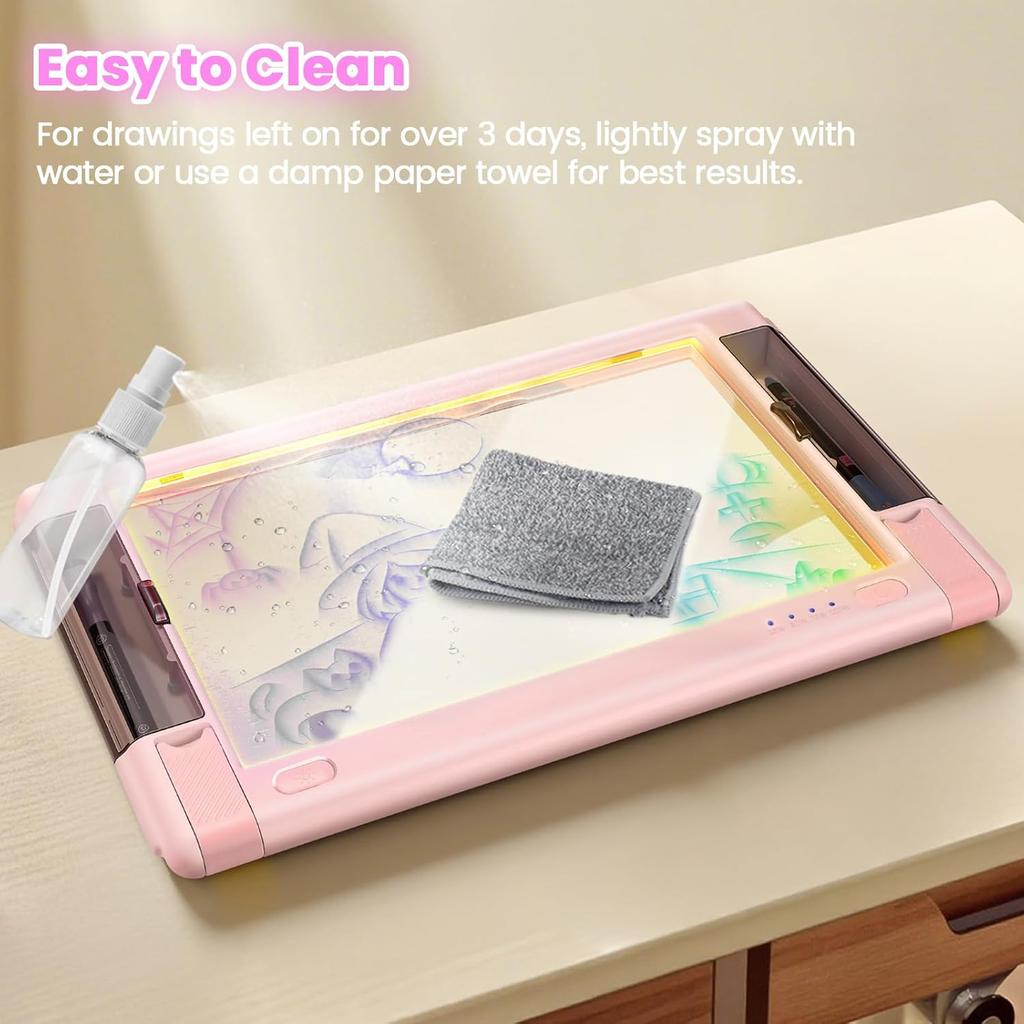 Rechargeable LED Drawing Board, 15 Inch Lumiboard 9-Color Light Modes Neon Art Light Up Writing Tablet Tracing Pad for Kids, Sketching Gift Toy for