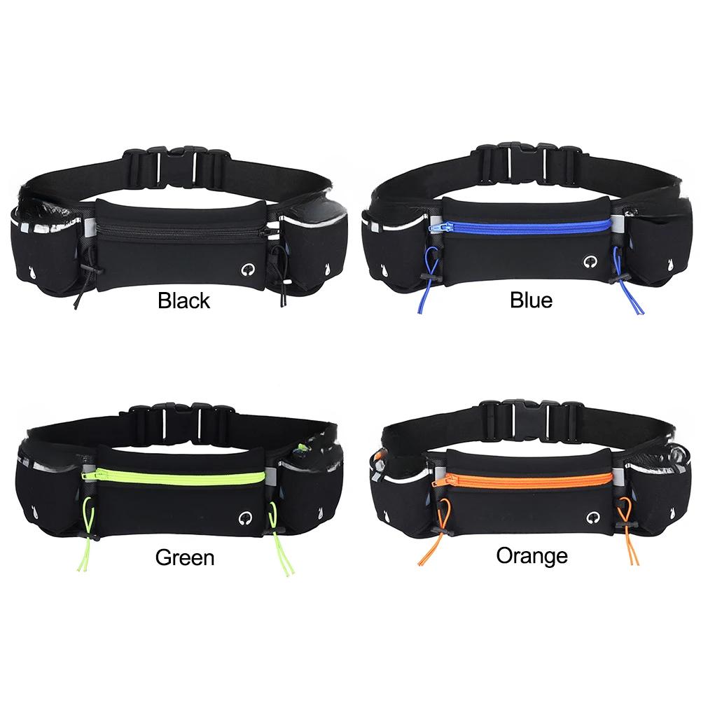 Hydration Running Belt with Multiple Pockets Holder Adjustable Strap Exercise Waist Pouch for Men and Women