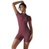 Women's Yoga Half-Zip Short Sleeve Three-Piece Swimsuit Set S6674