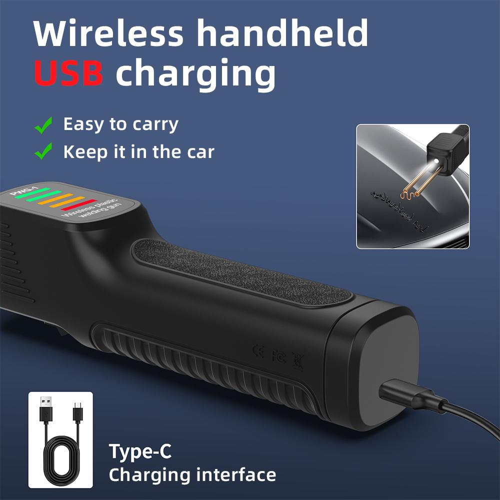 Handheld Plastic Welding Machine Wireless Rechargeable Plastic Welding Gun Hot Stapler Welder Repair Tool Kits for Car Bumper