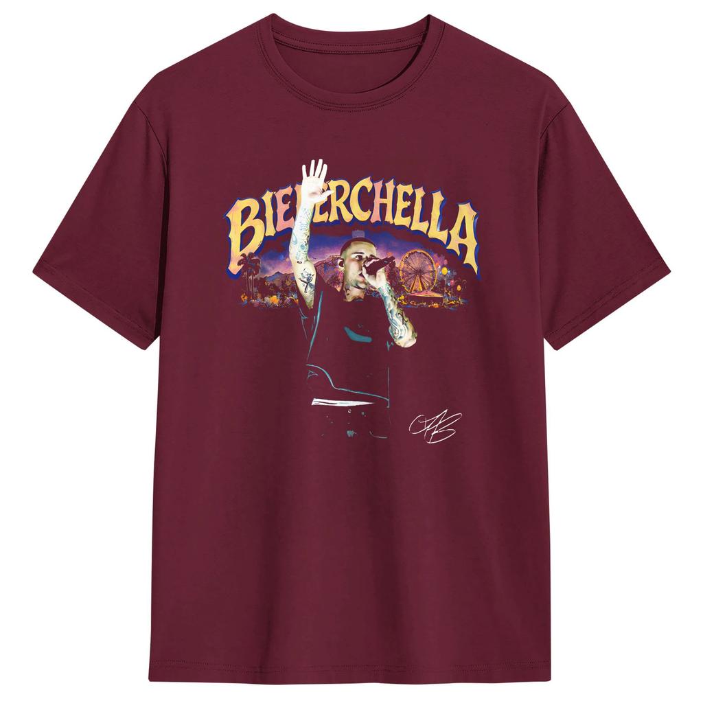 Unisex Womens T Shirt JJustins BBiebers Bieberchella Poster TShirts Fashion Summer Tee Shirt Casual Cotton Clothes Plus Size