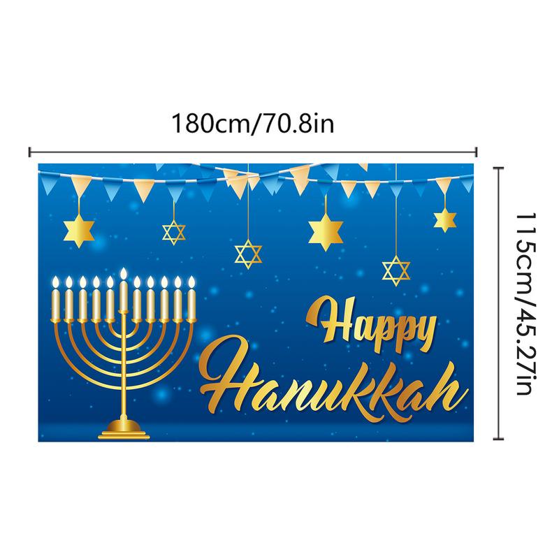 Happy Hanukkah Backdrop Food Glitter Lampstand Family Party Decoration Background Photography Kid Photo Studio Props