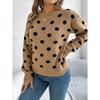 Fashionable Women's Hoodie: Casual Colour-Block Polka Dot Long-Sleeved Pullover Knit Top